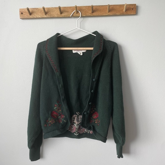 ALFRED SUNG VINTAGE EMBROIDERED 100% WOOL CARDIGAN SIZE SMALL DESIGNER VINTAGE - Picture 1 of 10